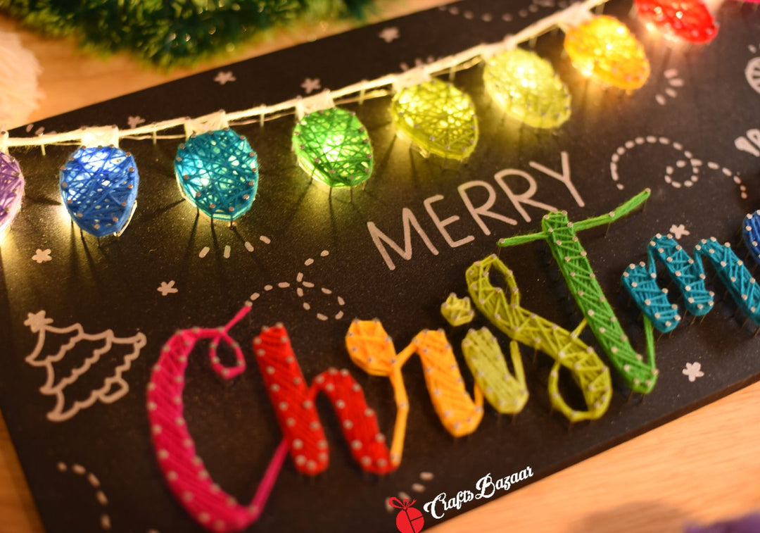 Merry Christmas Twinking Lights String Art