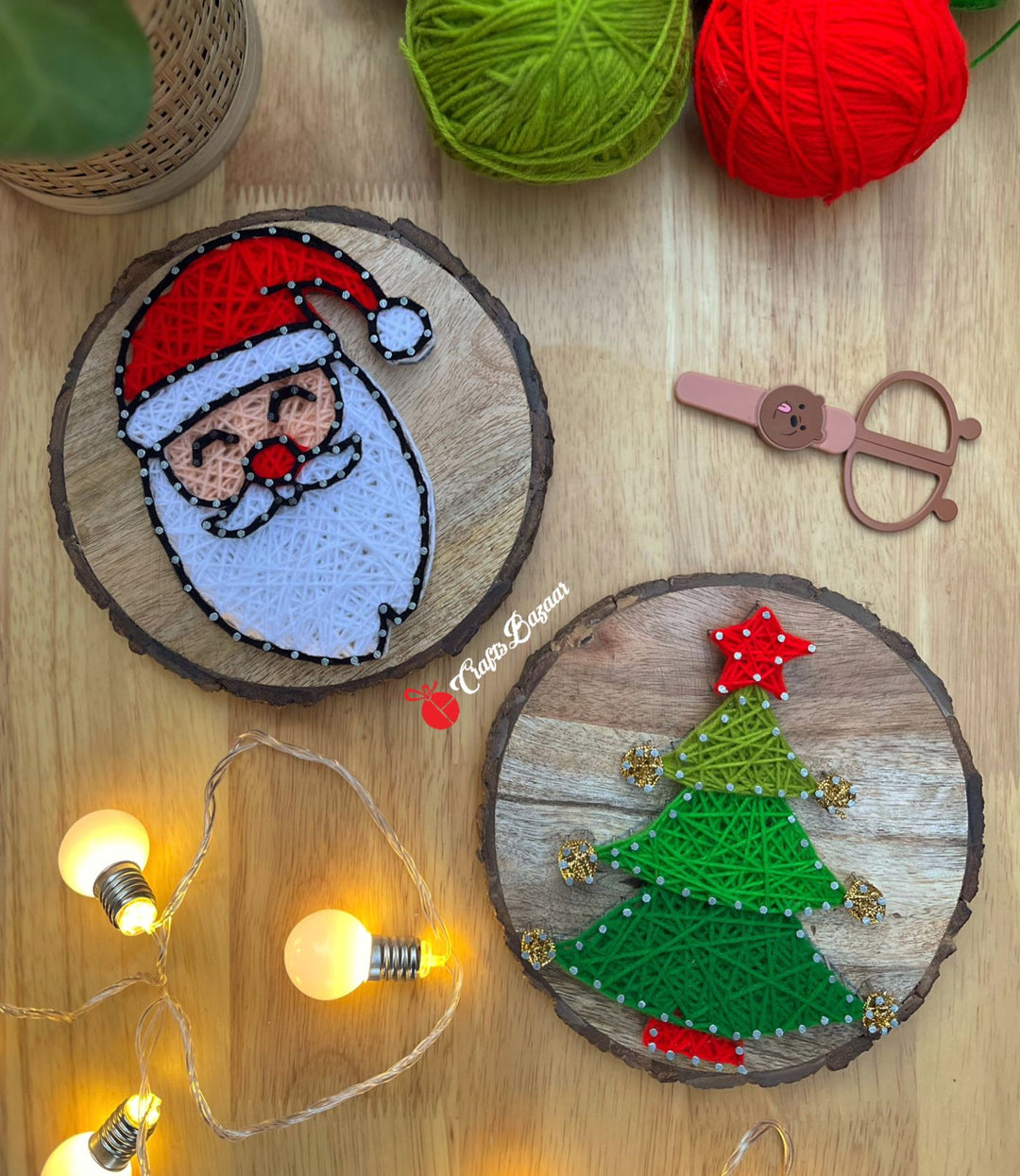 Christmas Tree & Santa String Art Combo
