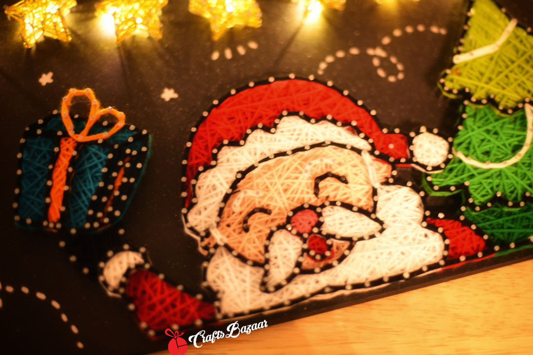 Christmas Santa Twinking Lights String Art