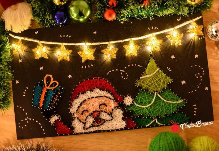 Christmas Santa Twinking Lights String Art