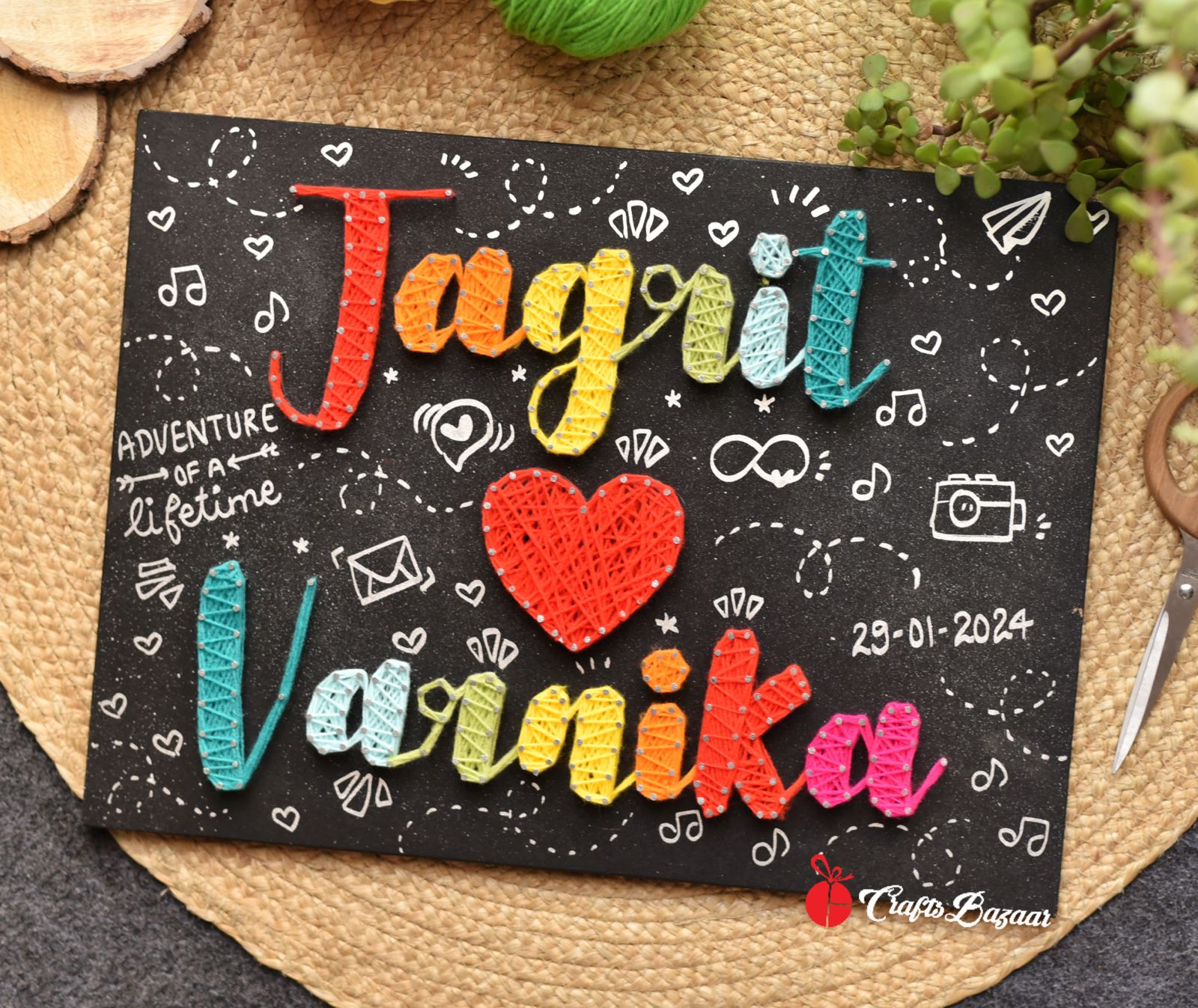 Infinity 12 String Personalised Infinity Love Couple Name String Art Board – Craftsbazaar
