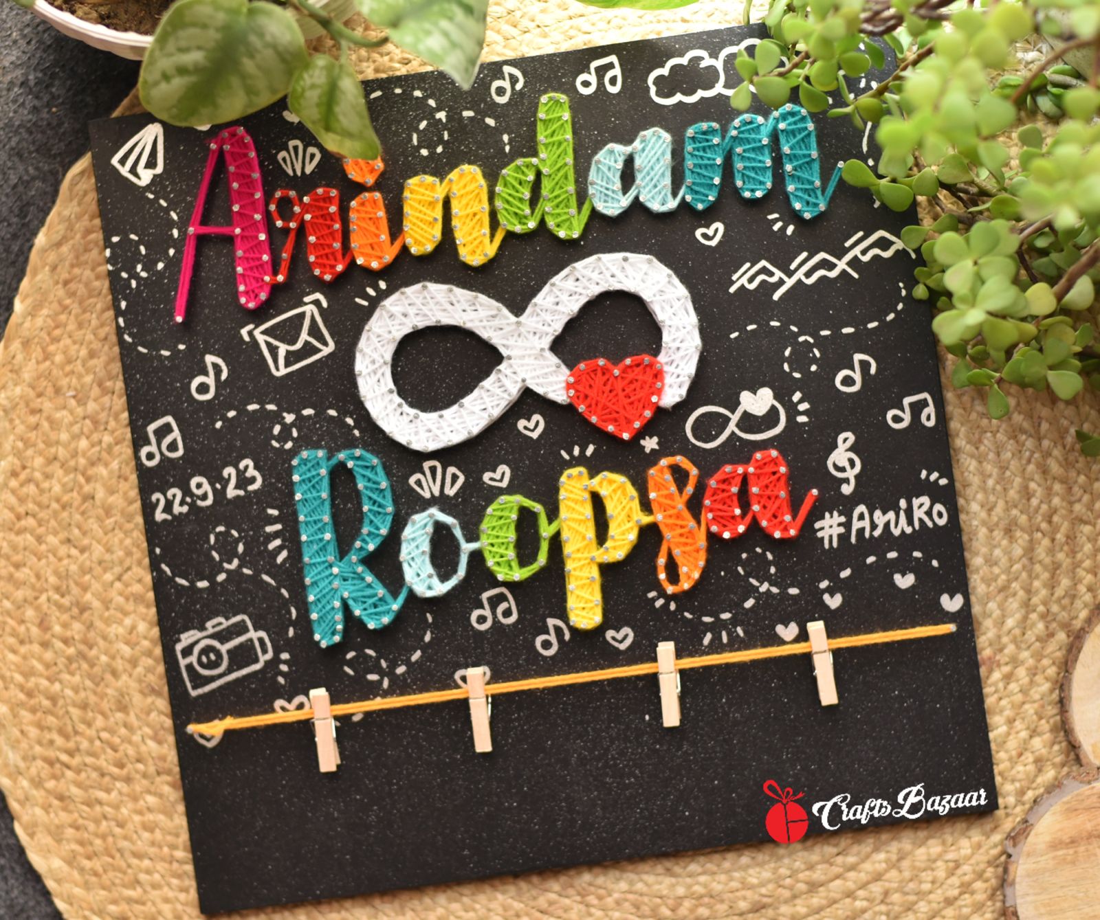 Soulmates- Couple Names String Art with Photos – Craftsbazaar