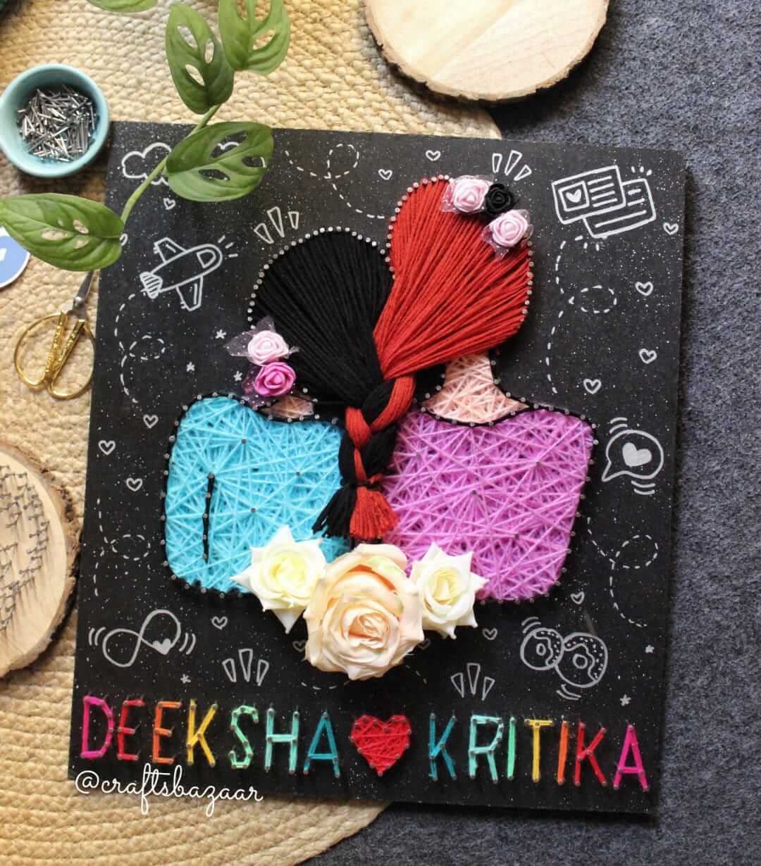 Best Friends Forever String Art - Creative Friendship Gift – Craftsbazaar