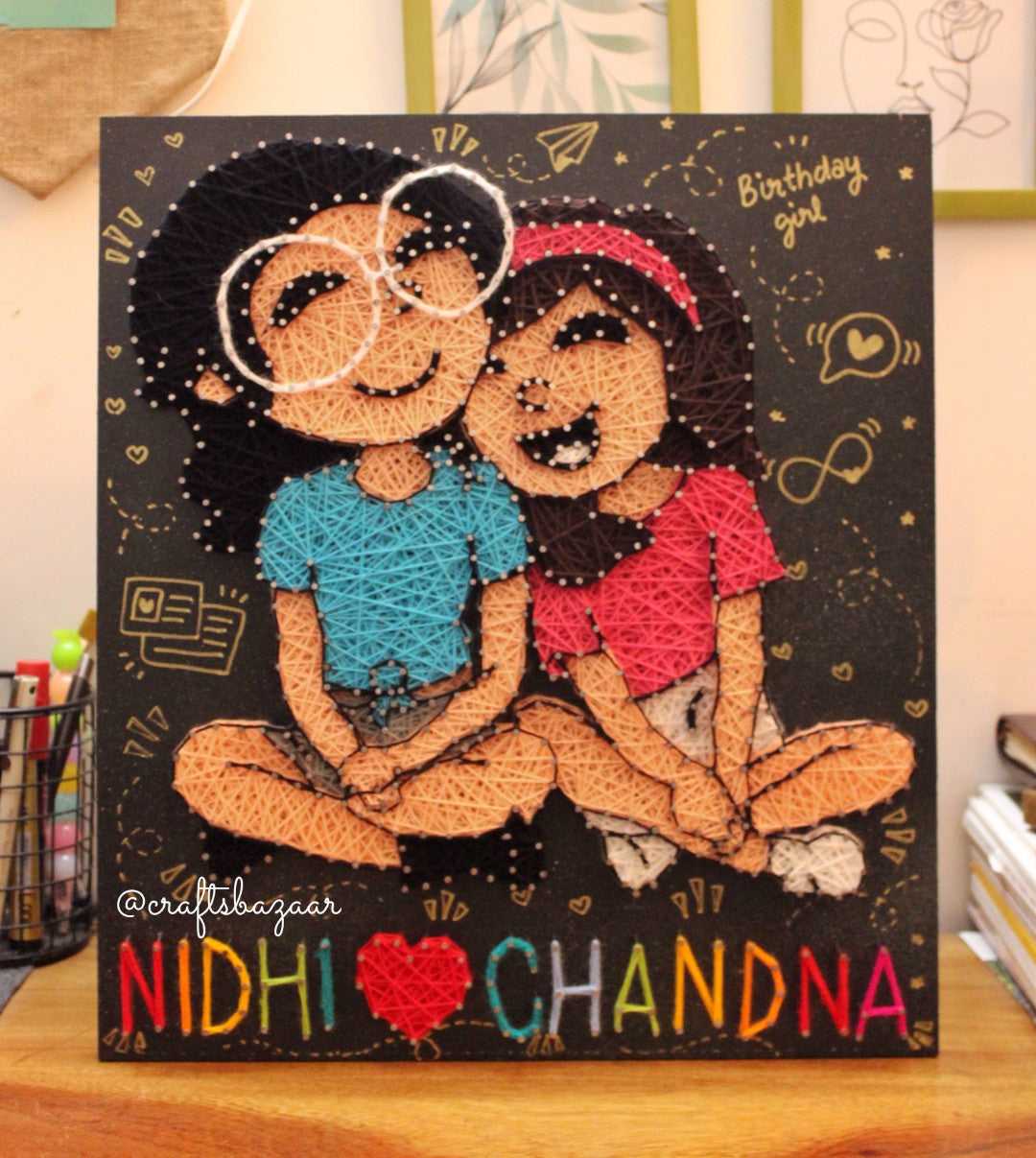 Best Friends illustration String Art - Craftsbazaar