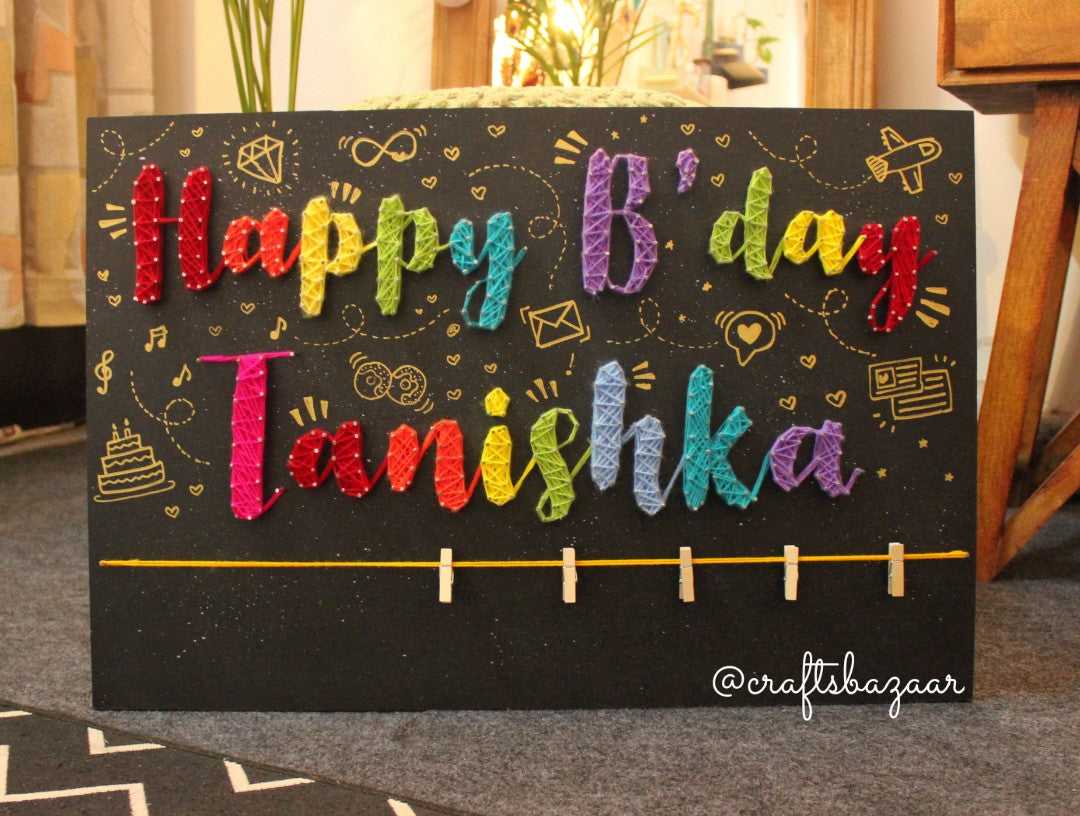 Birthday String Art With Personalised Photos - Craftsbazaar