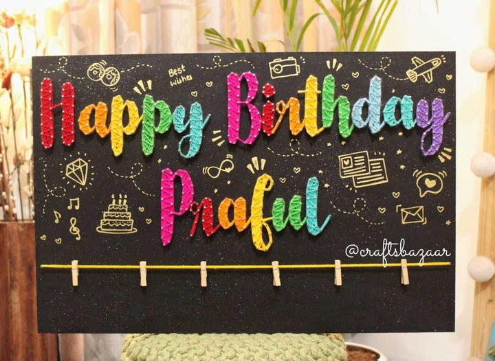 Birthday String Art With Personalised Photos - Craftsbazaar