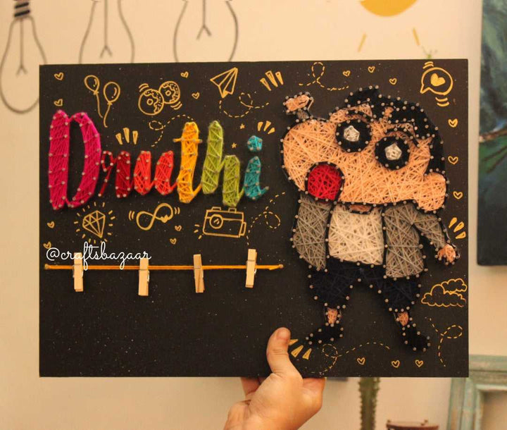 Clippy- Personalised Kids Name String Art With Cartoons - Craftsbazaar