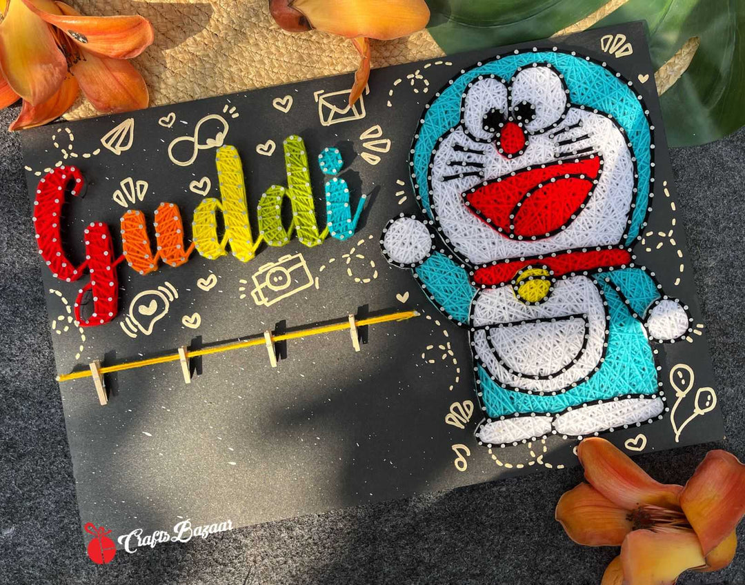 Clippy- Personalised Kids Name String Art With Cartoons - Craftsbazaar