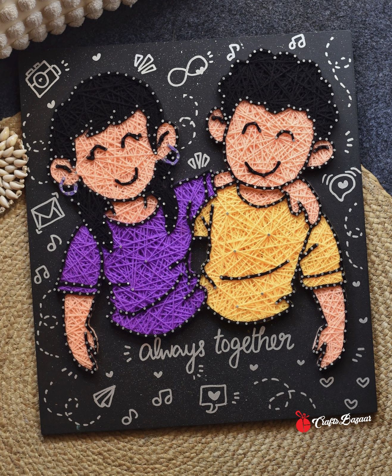 Cute Brother-Sister String Art | Rakshabandhan Gift