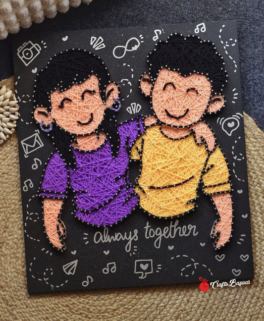 Cute Brother-Sister String Art | Rakshabandhan Gift