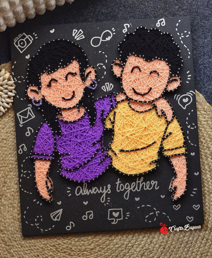 Cute Brother-Sister String Art | Rakshabandhan Gift