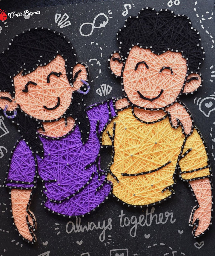 Cute Brother-Sister String Art | Rakshabandhan Gift