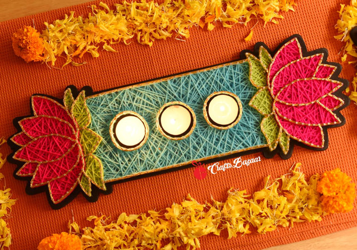 Dual Lotus Diya Holder Tray