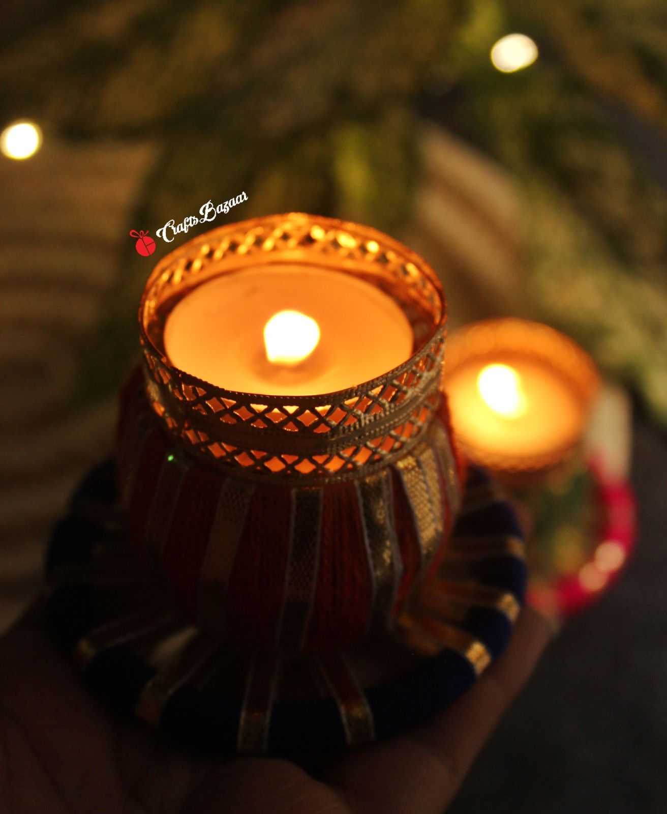 Damru Tealight Holder for Diwali - Craftsbazaar