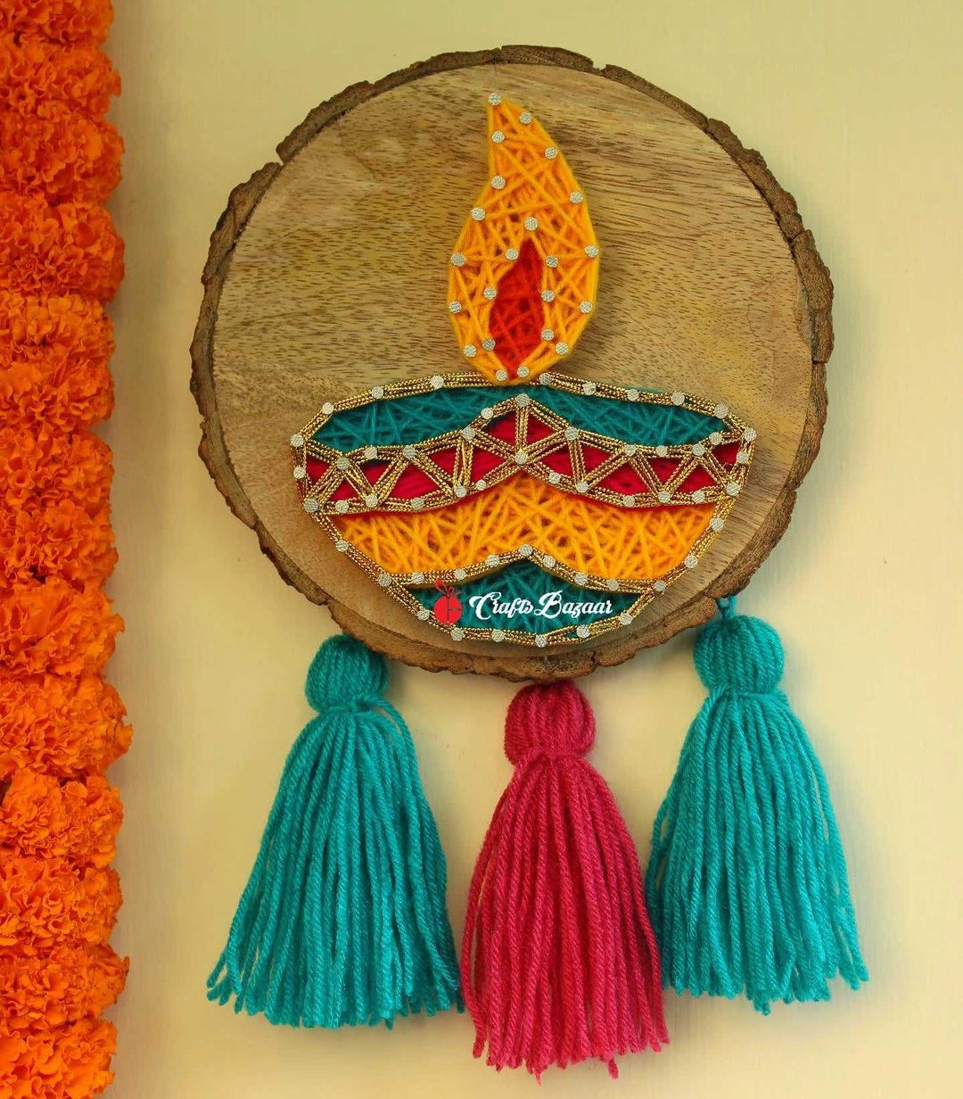 Diwali Diya Hanger String Wall Décor Art - Craftsbazaar