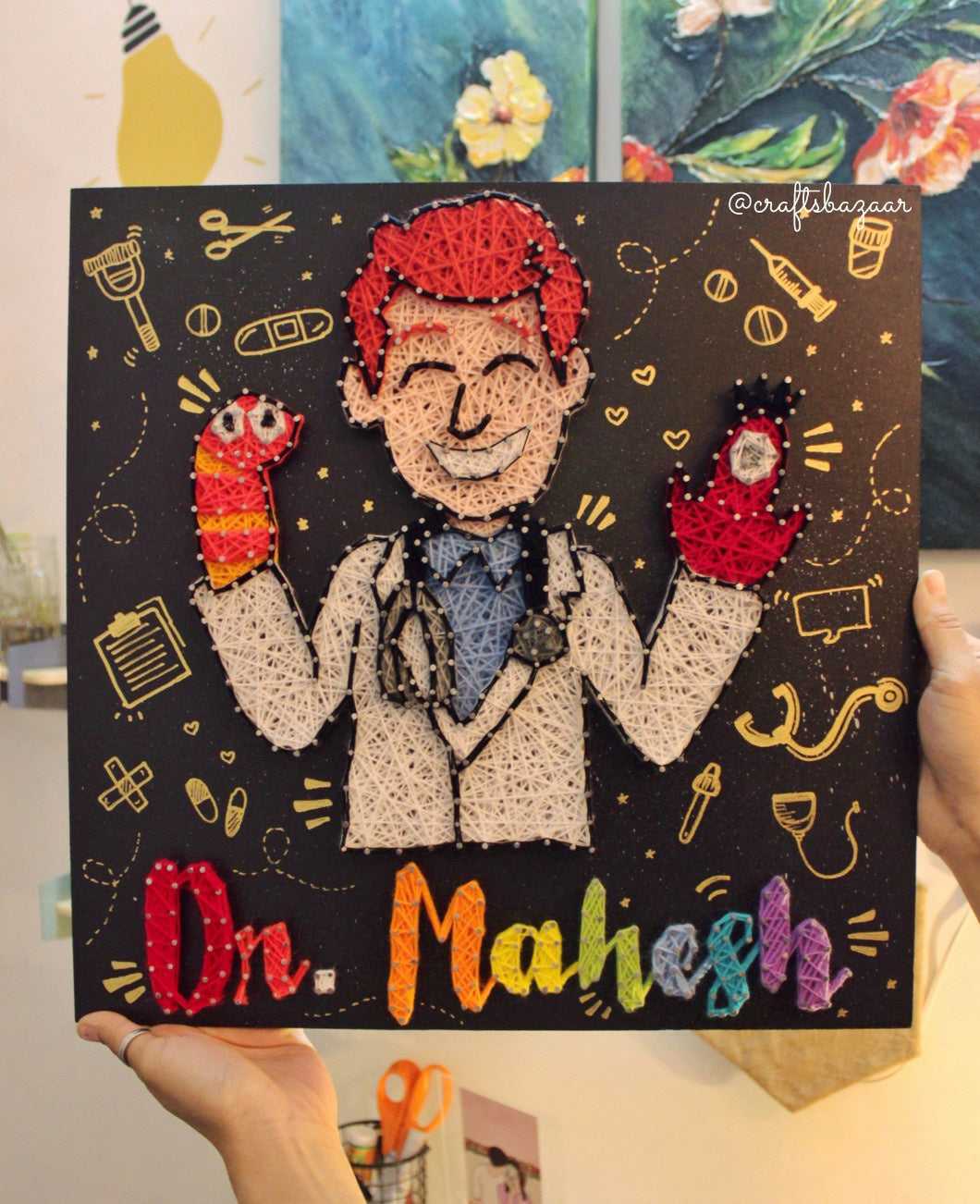 Doctor illustration String Art- Gift for Doctor Friend - Craftsbazaar