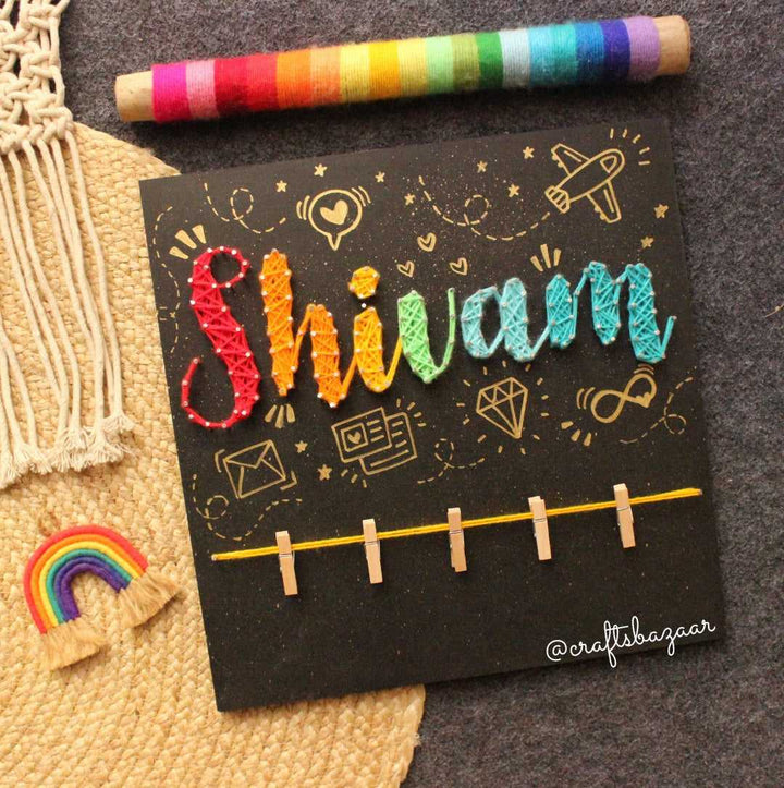 Elegant- Customised Name String Art with Photos - Craftsbazaar