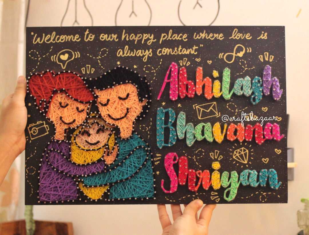Family- Customised Names String Art -Personalized Wall Decor – Craftsbazaar