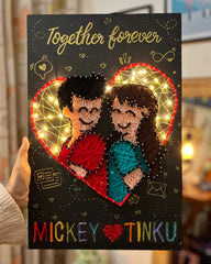 Forever love- Couple String Art with lights - Craftsbazaar