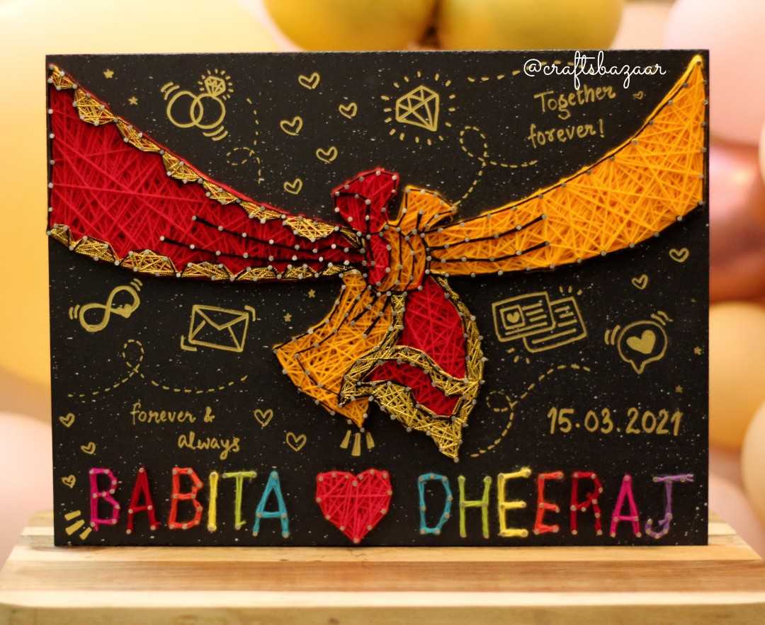 Gathbandhan- Customised Wedding String Art - Craftsbazaar