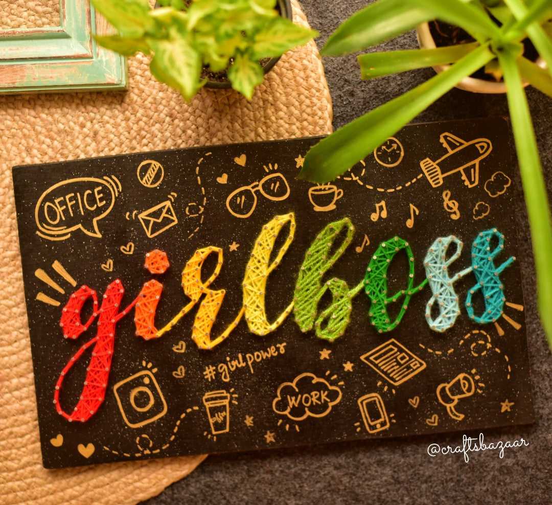 Girl Boss String Art - Unique Handmade Gift Idea - Craftsbazaar