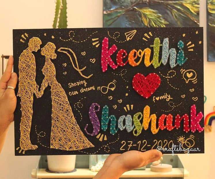 Golden Couple- Names String Art - Craftsbazaar