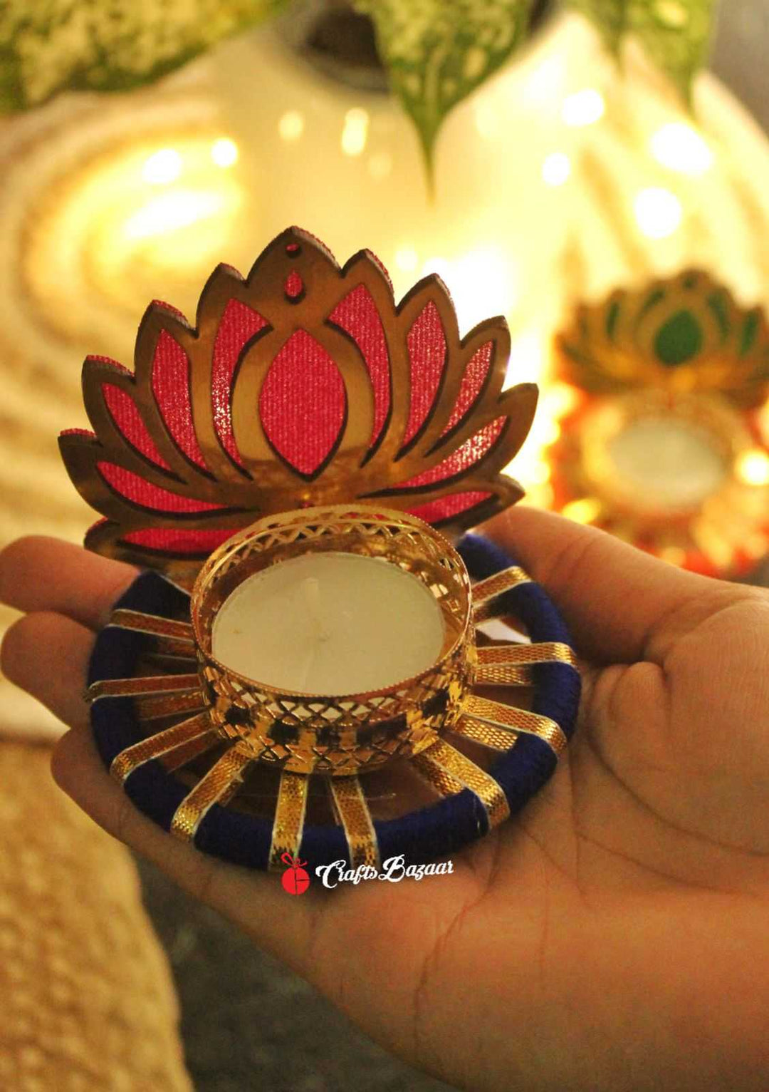 Grand Lotus Tealight Holder for Diwali - Craftsbazaar