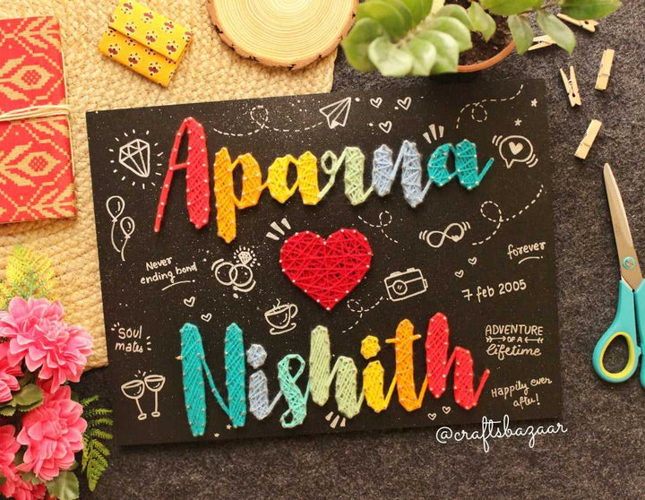 Infinity Love- Couple Name String Art Board - Craftsbazaar