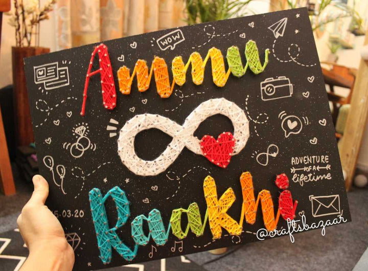 Infinity Love- Couple Name String Art Board - Craftsbazaar