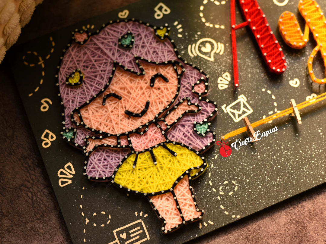 Little Girl with Customised Name string Art