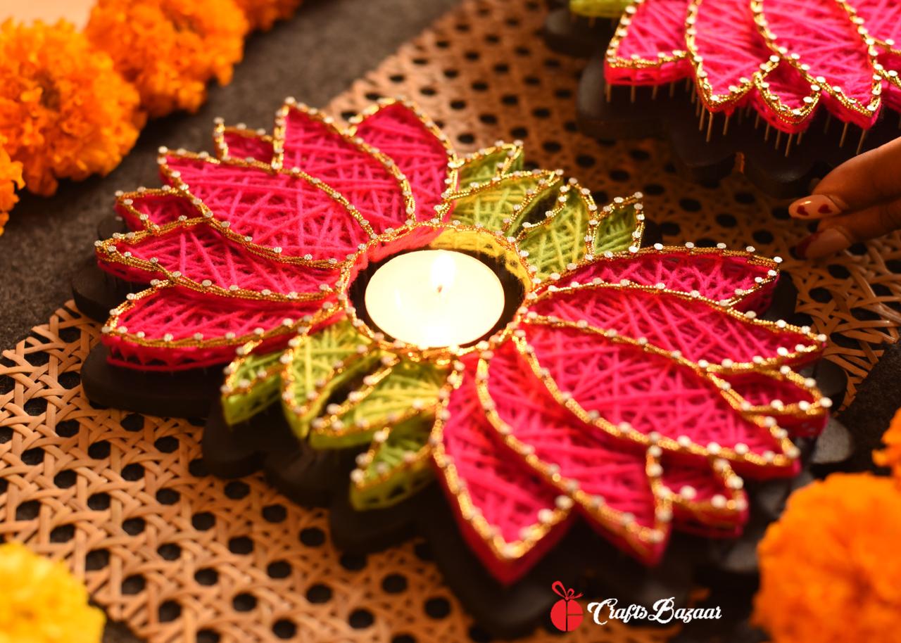Lotus Stringart Diya Holder