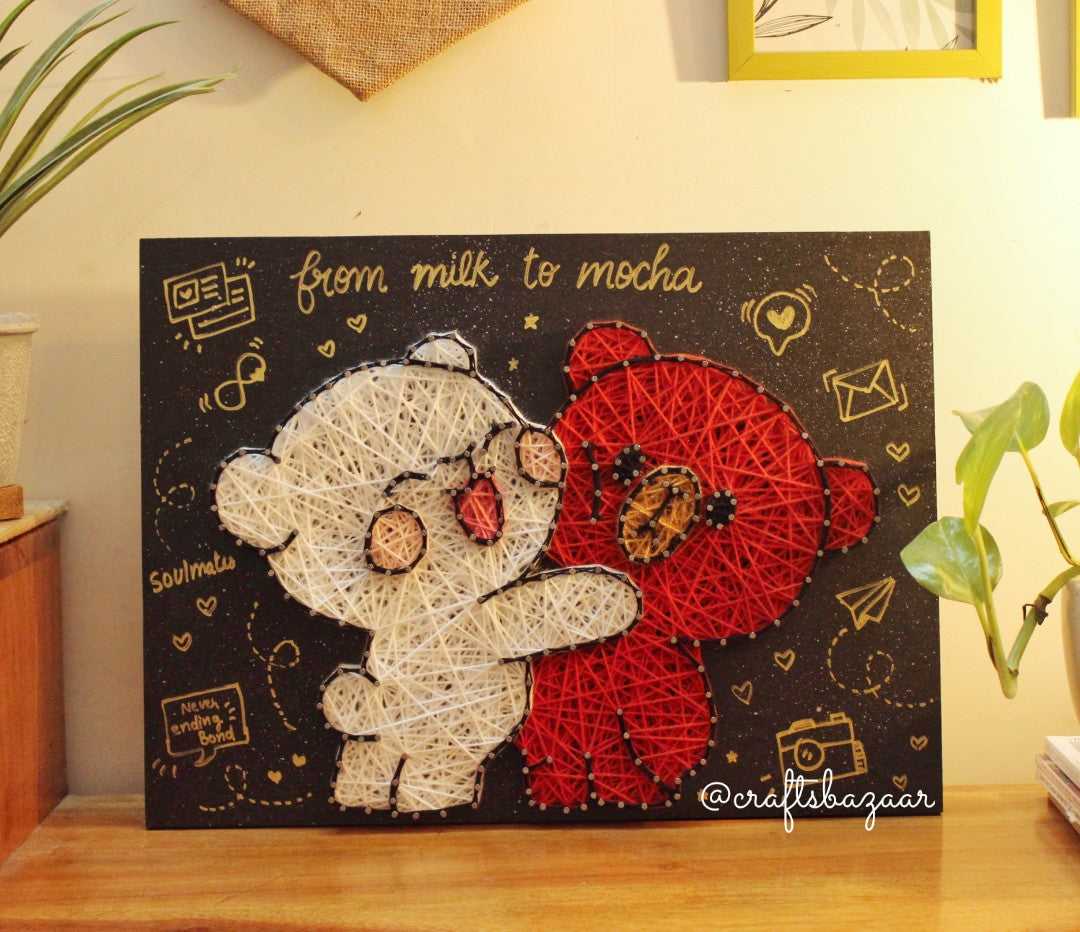 Milk & Mocha Teddy String Art - Craftsbazaar