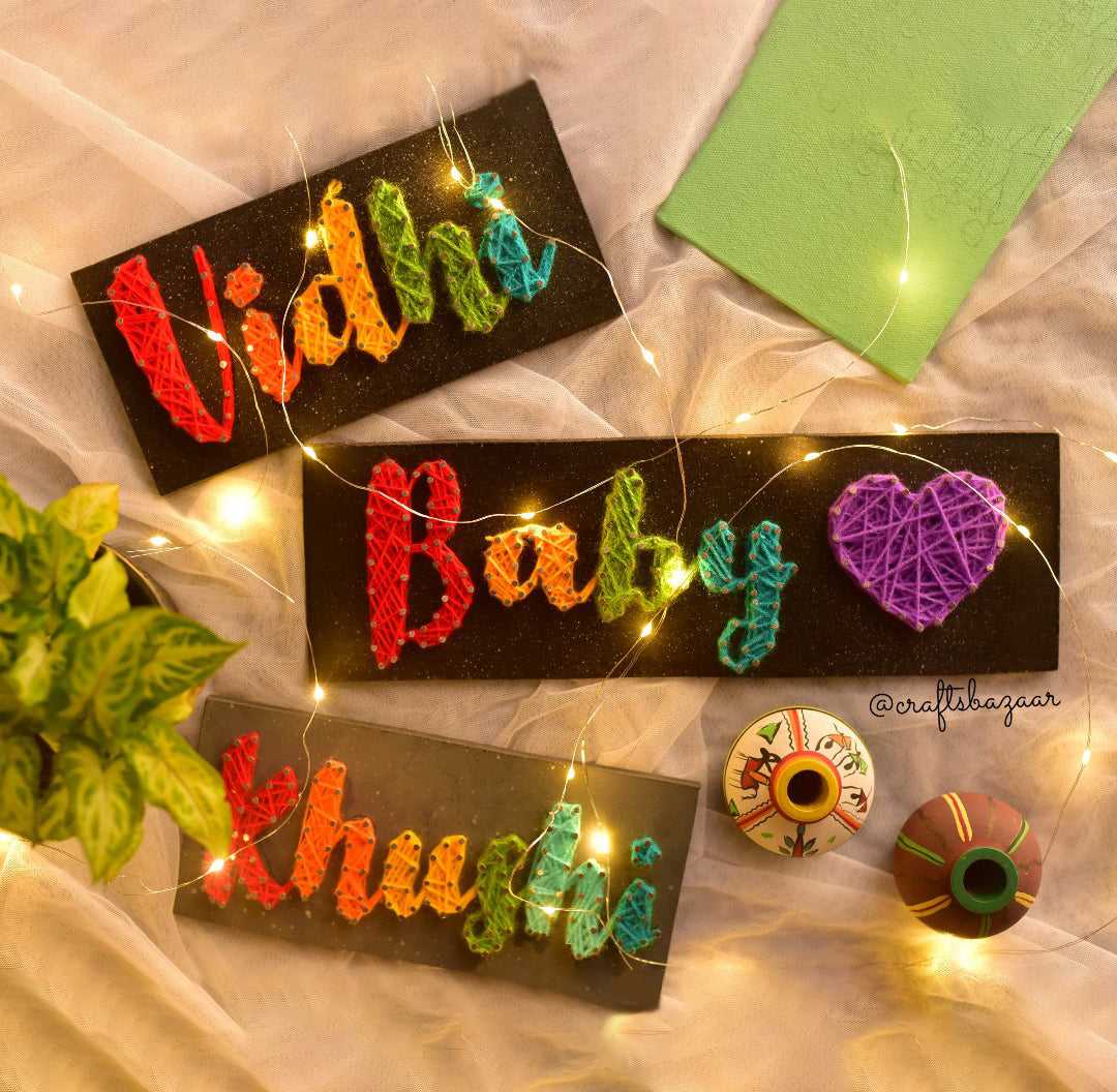 Mini String Art Name Board | Personalised Handmade Gift - Craftsbazaar