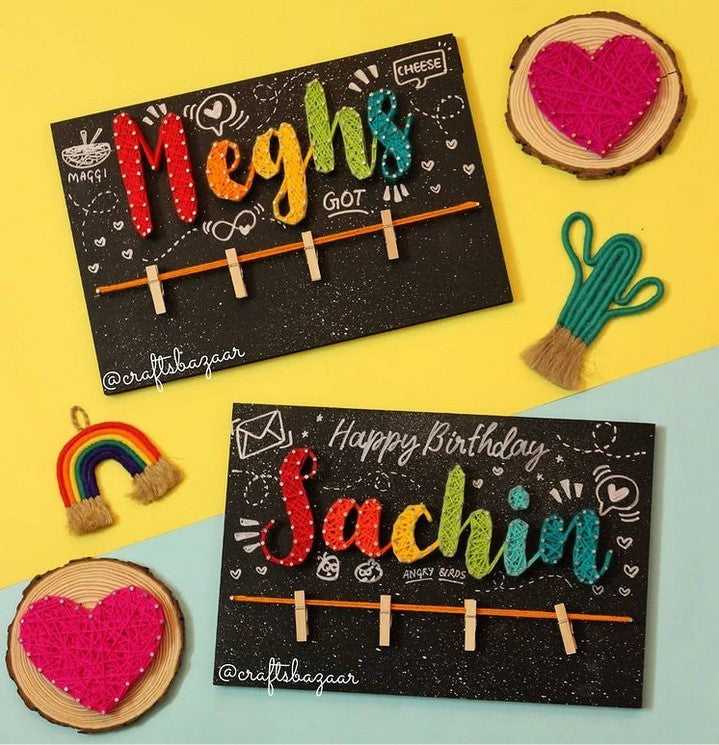 Minikin- Personalised Name String Art with Photos - Craftsbazaar