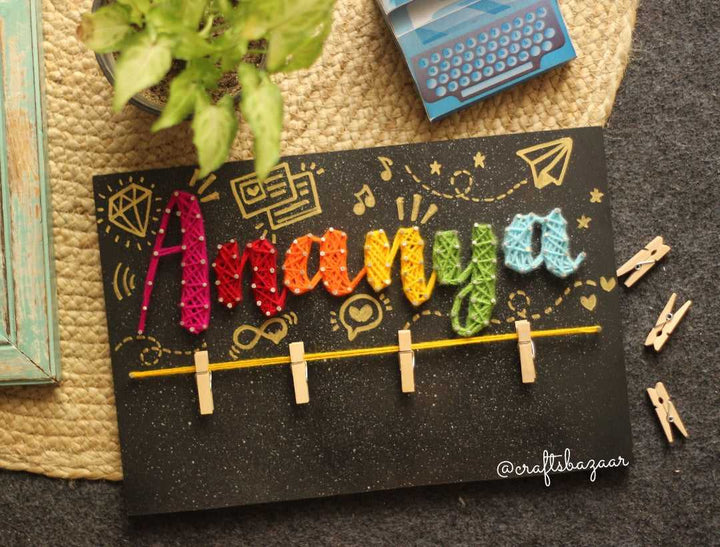 Minikin- Personalised Name String Art with Photos - Craftsbazaar