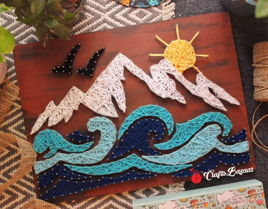 Mountains And Waves String Art - Wall Décor Art - Craftsbazaar