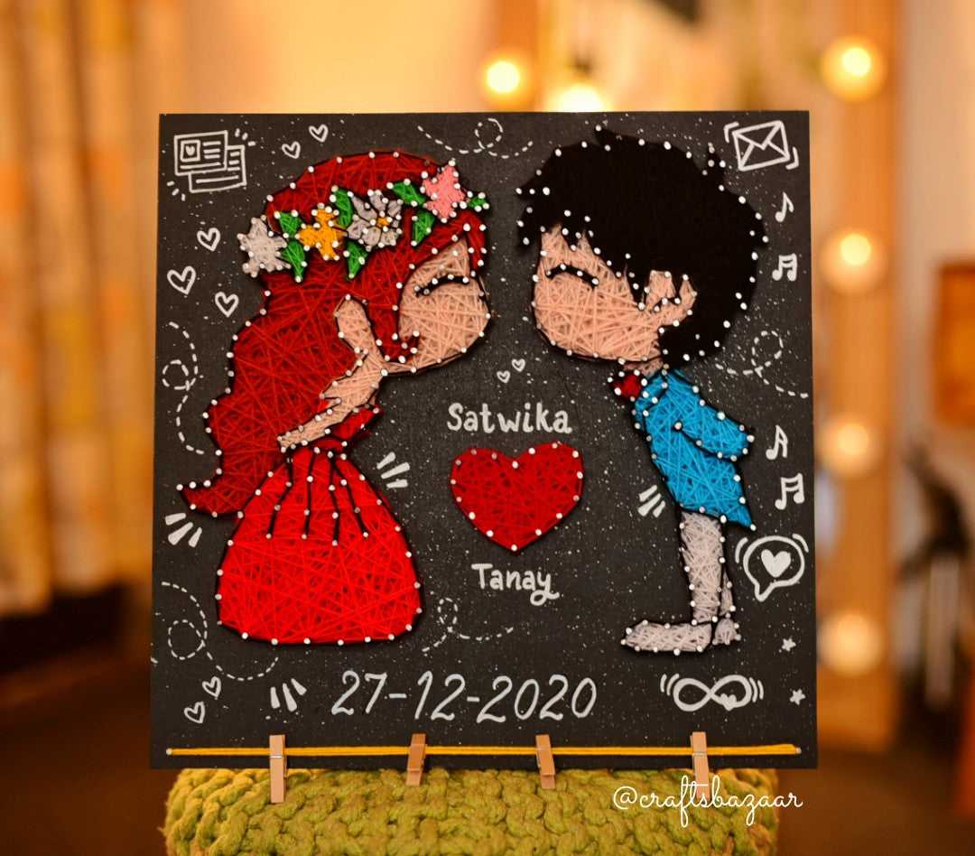 My love- Illustration Couple String Art with Photos - Craftsbazaar