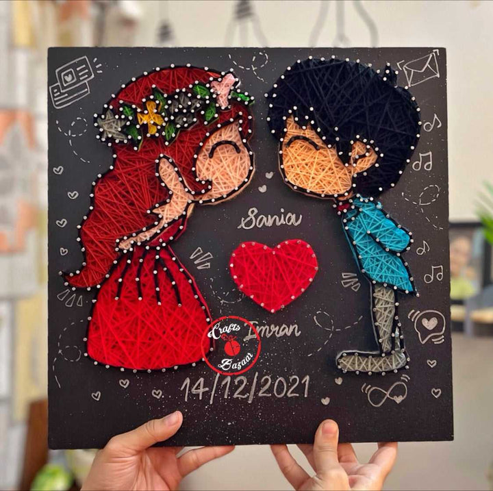 My love- Illustration Couple String Art with Photos - Craftsbazaar