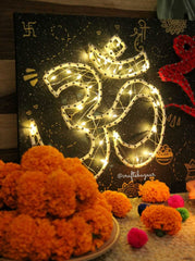 Om Subh Labh String Art Board With Light - Festive Home Décor - Craftsbazaar