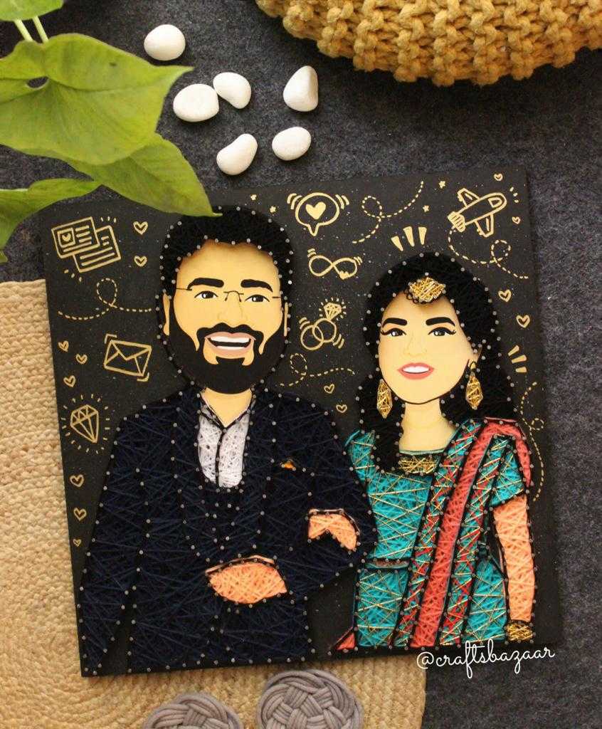 Personalised Couple Caricature String Art option one
