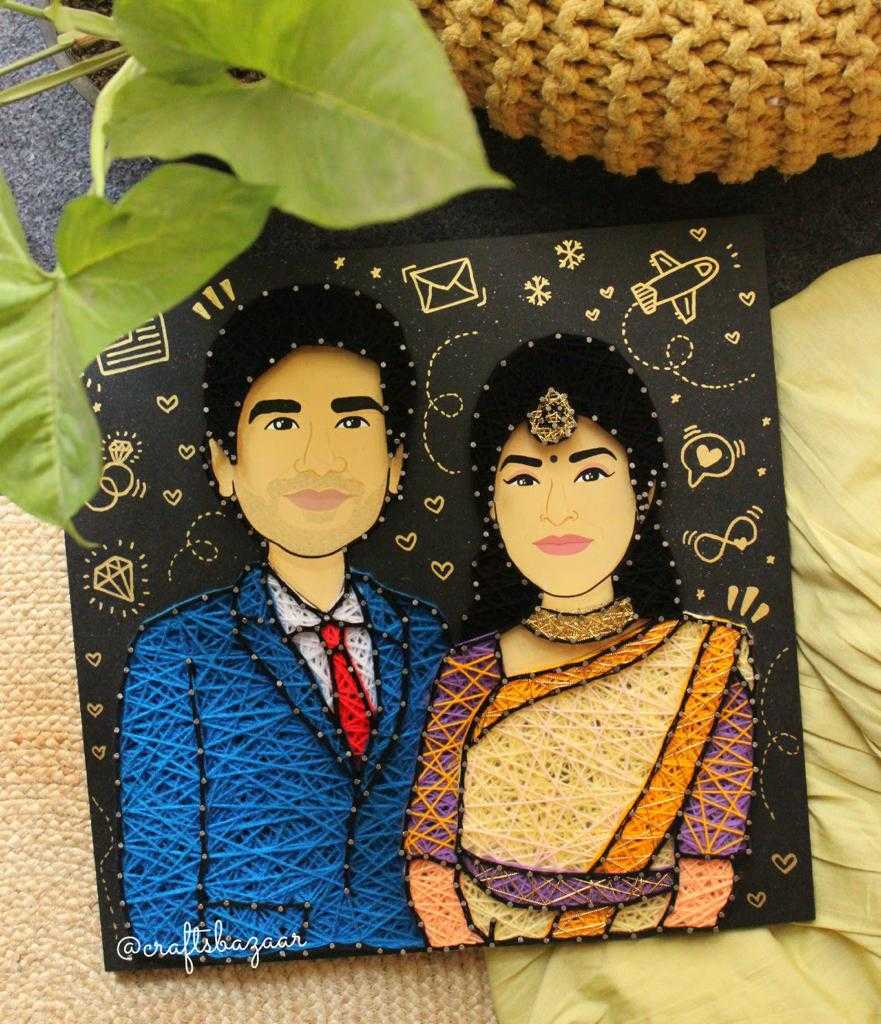 Personalised Couple Caricature String Art - Craftsbazaar