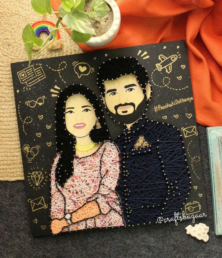 Personalised Couple Caricature String Art - Craftsbazaar - cute couple