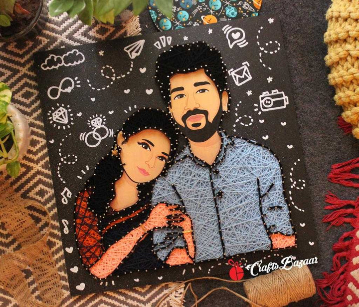 Personalised Couple Caricature String Art - Craftsbazaar- option 2