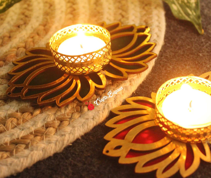 Rangoli Tea Light Holder - Festive Home Décor (Pack of 2) - Craftsbazaar