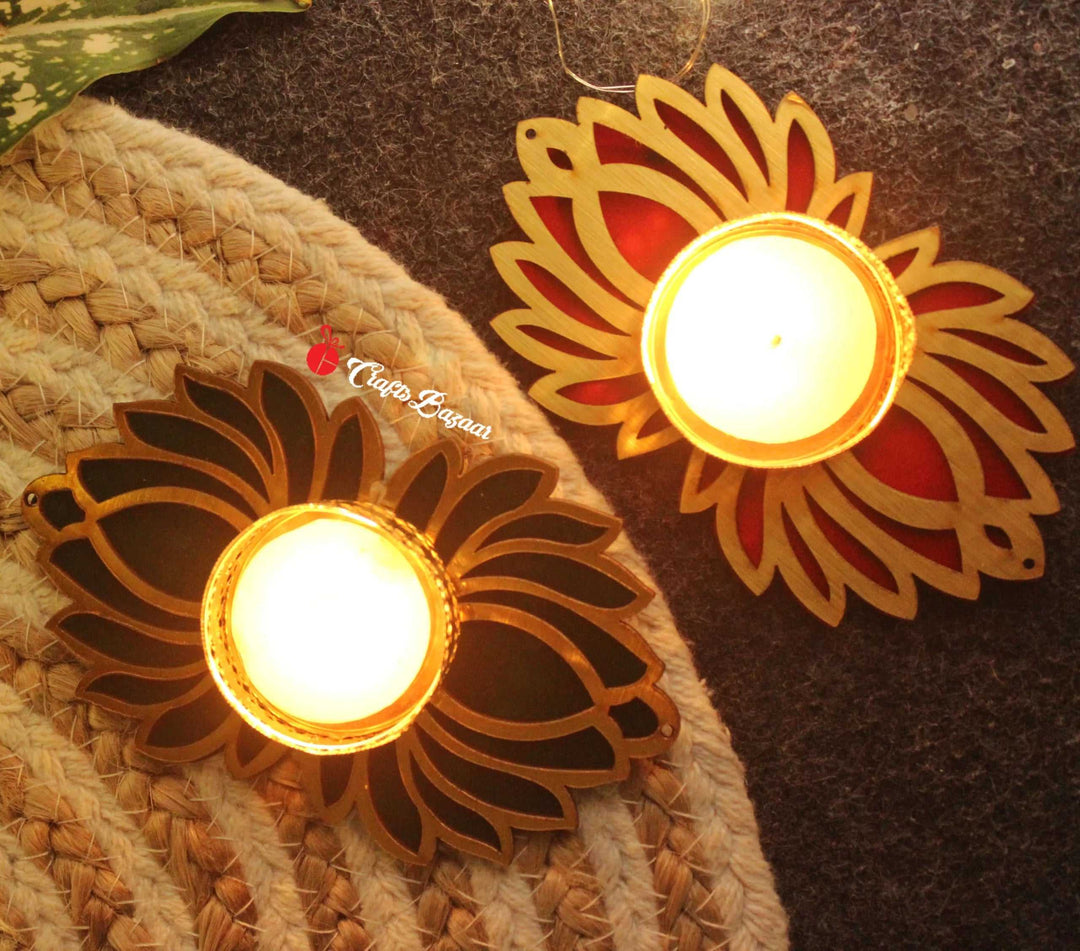 Rangoli Tea Light Holder - Festive Home Décor (Pack of 2) - Craftsbazaar