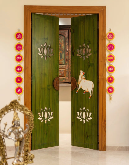 Om Lotus Diya Door Hanging (Set of 2)