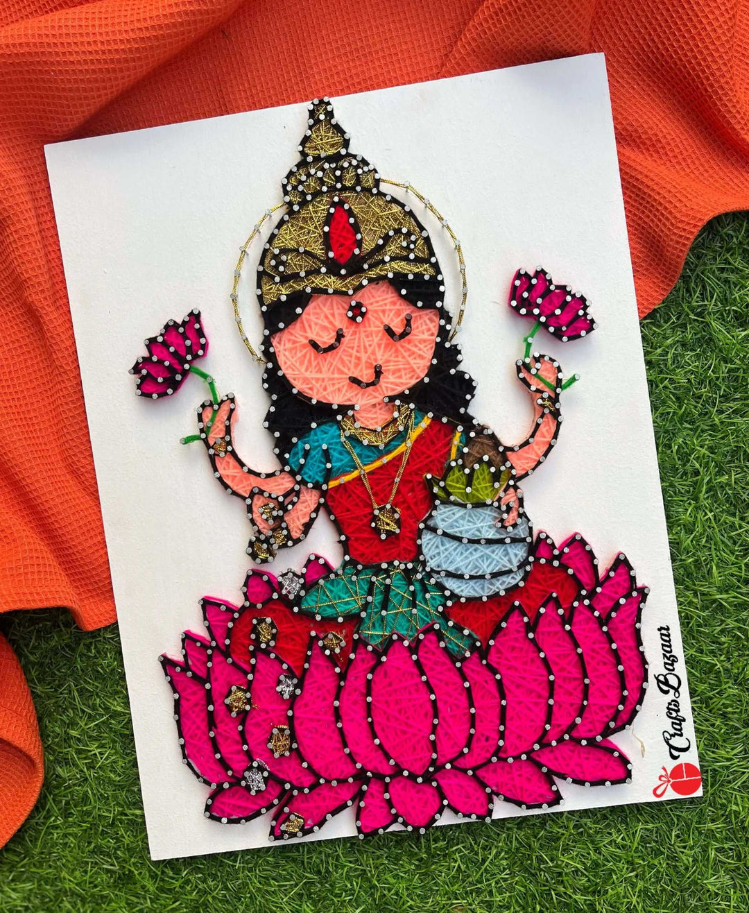 Shree Laxmi String Art - Indian Festive Wall Décor - Craftsbazaar