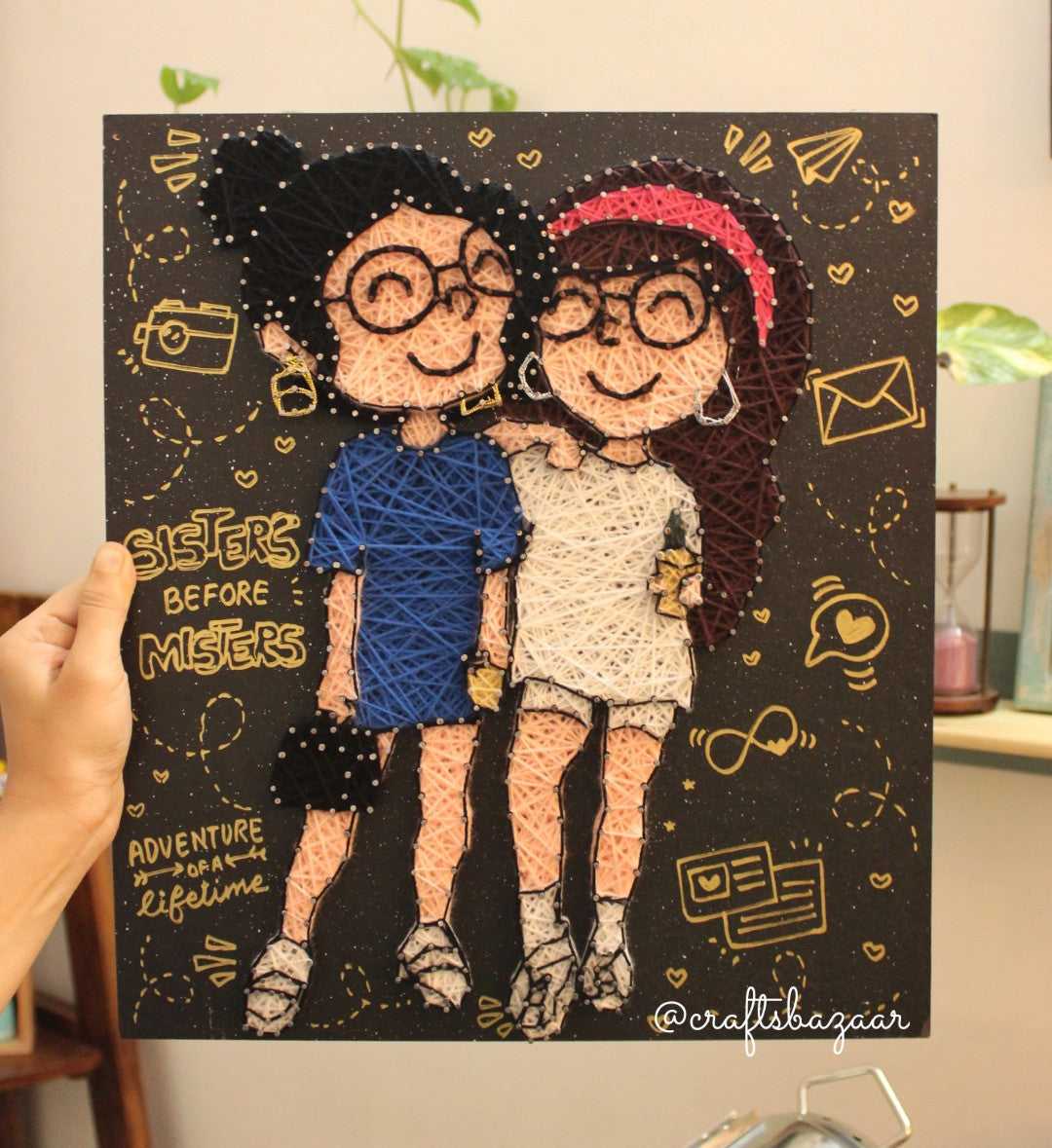 Sisters Before Misters Illustration String Art - Craftsbazaar