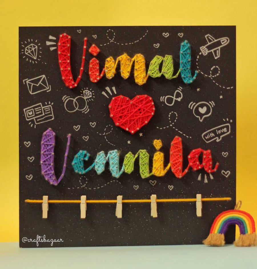 Soulmates- Couple Names String Art with Photos – Craftsbazaar