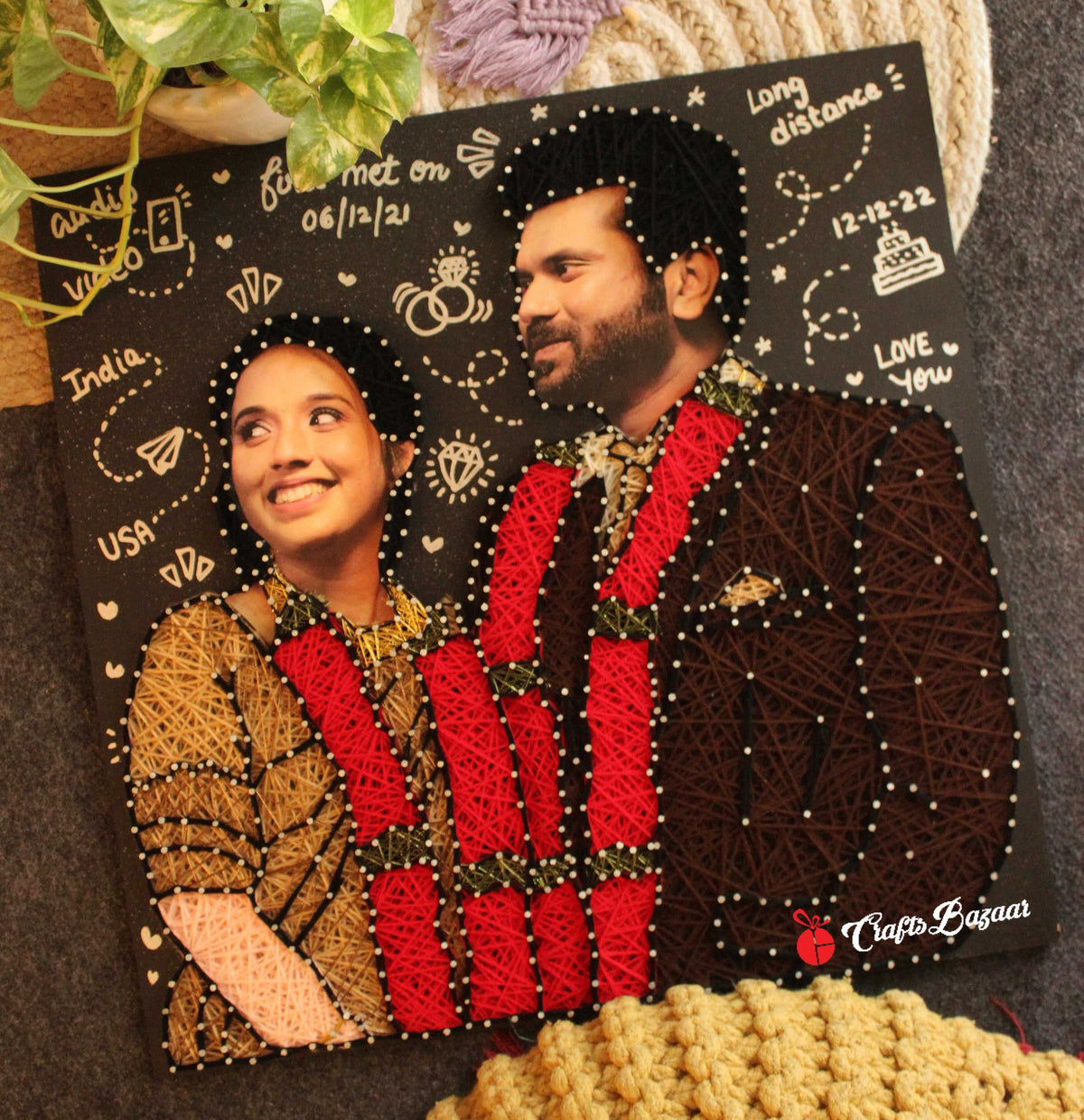 Collaged Portrait String Personalised String Art Portrait | Gift For Your Loveone – Craftsbazaar